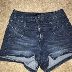 Refuge High-Waisted Dark Wash Jean Shorts